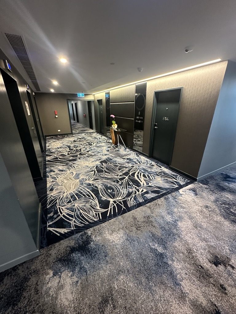 Custom carpet in the Novotel South Brisbane lift lobby
