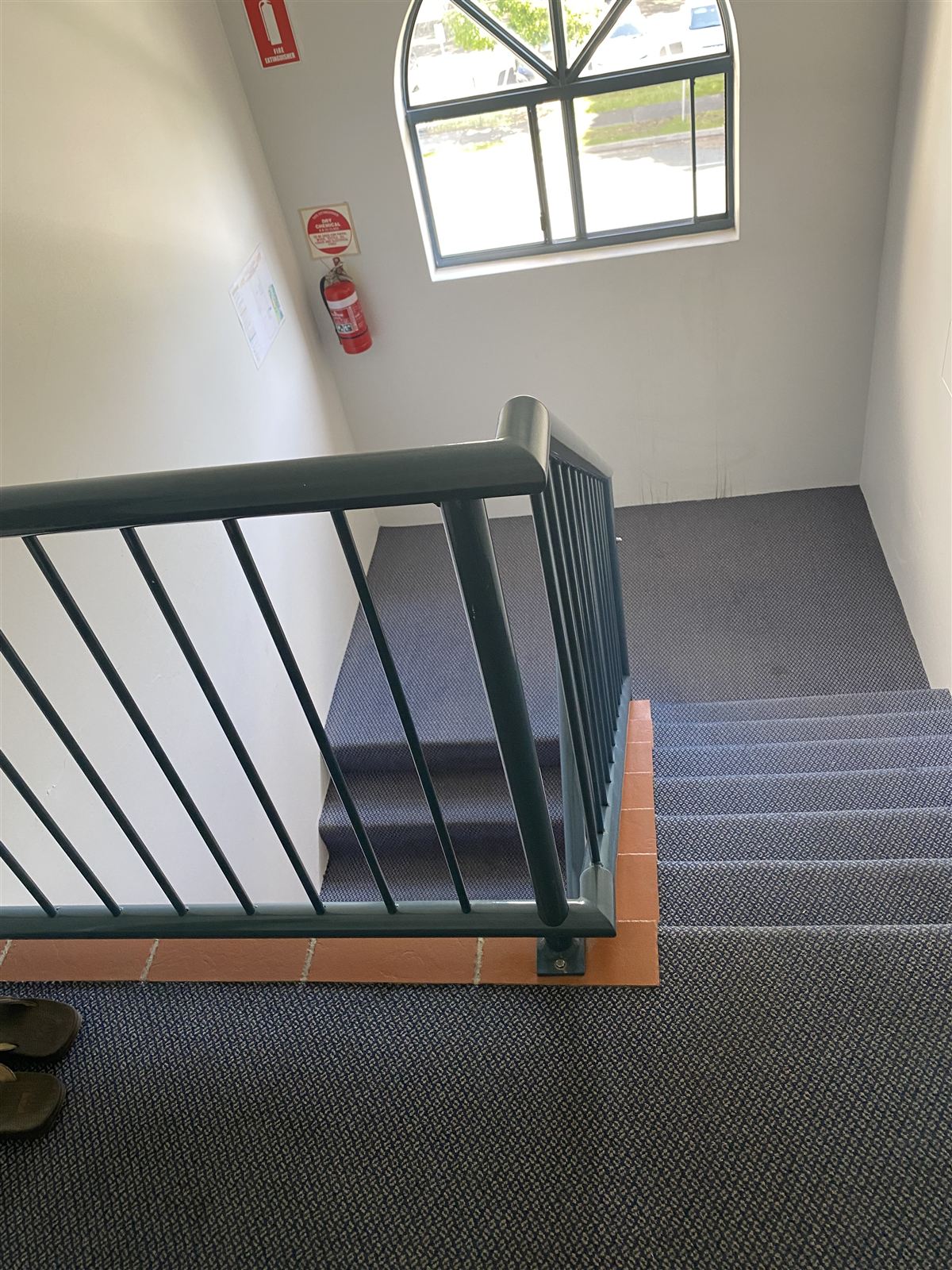 Common area stairs with heavy-duty carpet