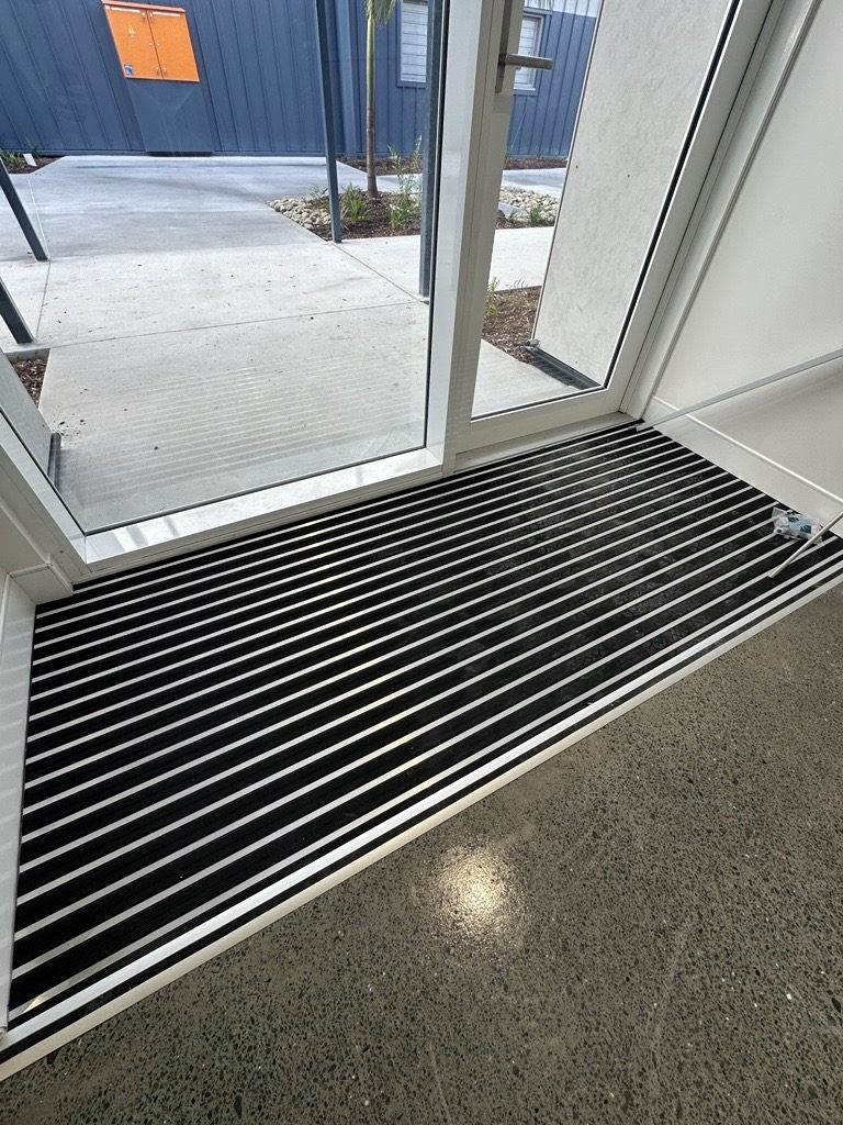 Commercial entrance matting at an office doorway